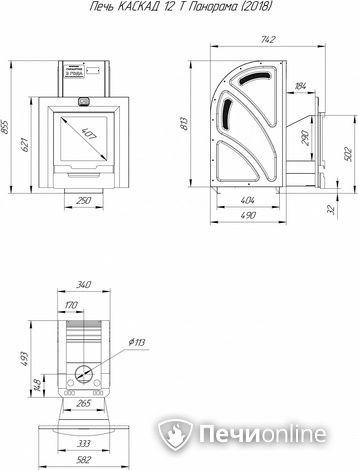 Дровяная банная печь Теплодар Каскад-12 Т Панорама (2018) в Ирбите