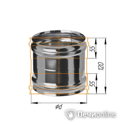 Дымоход Феррум Адаптер ММ для печи нержавеющий 08 d-120 в Ирбите