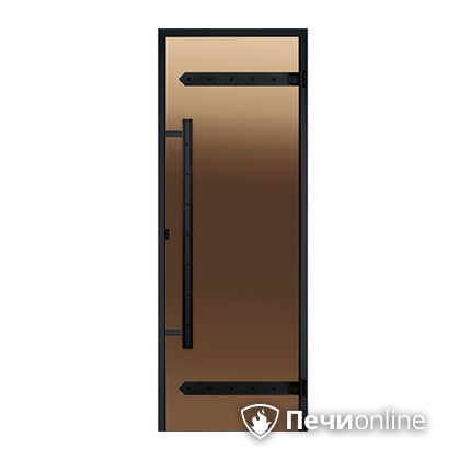 Дверь для бани Harvia Стеклянная дверь для сауны LEGEND 7/19 черная коробка сосна бронза  D71901МL в Ирбите